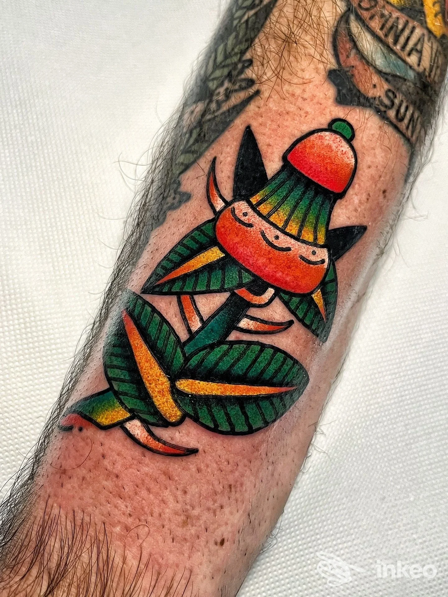 Tatuaggio colorato su avambraccio, realizzato da ELECTRICAT TATTOOING a Trieste.