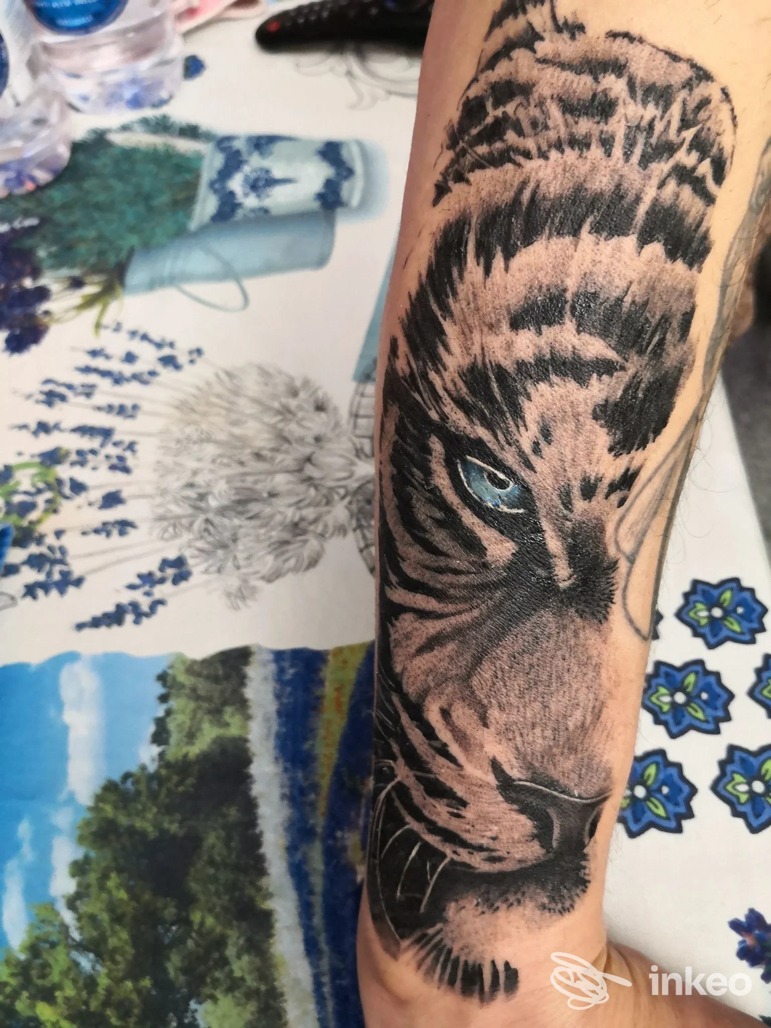 Tatuaggio su avambraccio con volto di tigre, foto fornita da Love Ink Tattoo Shop, San Daniele del Friuli.