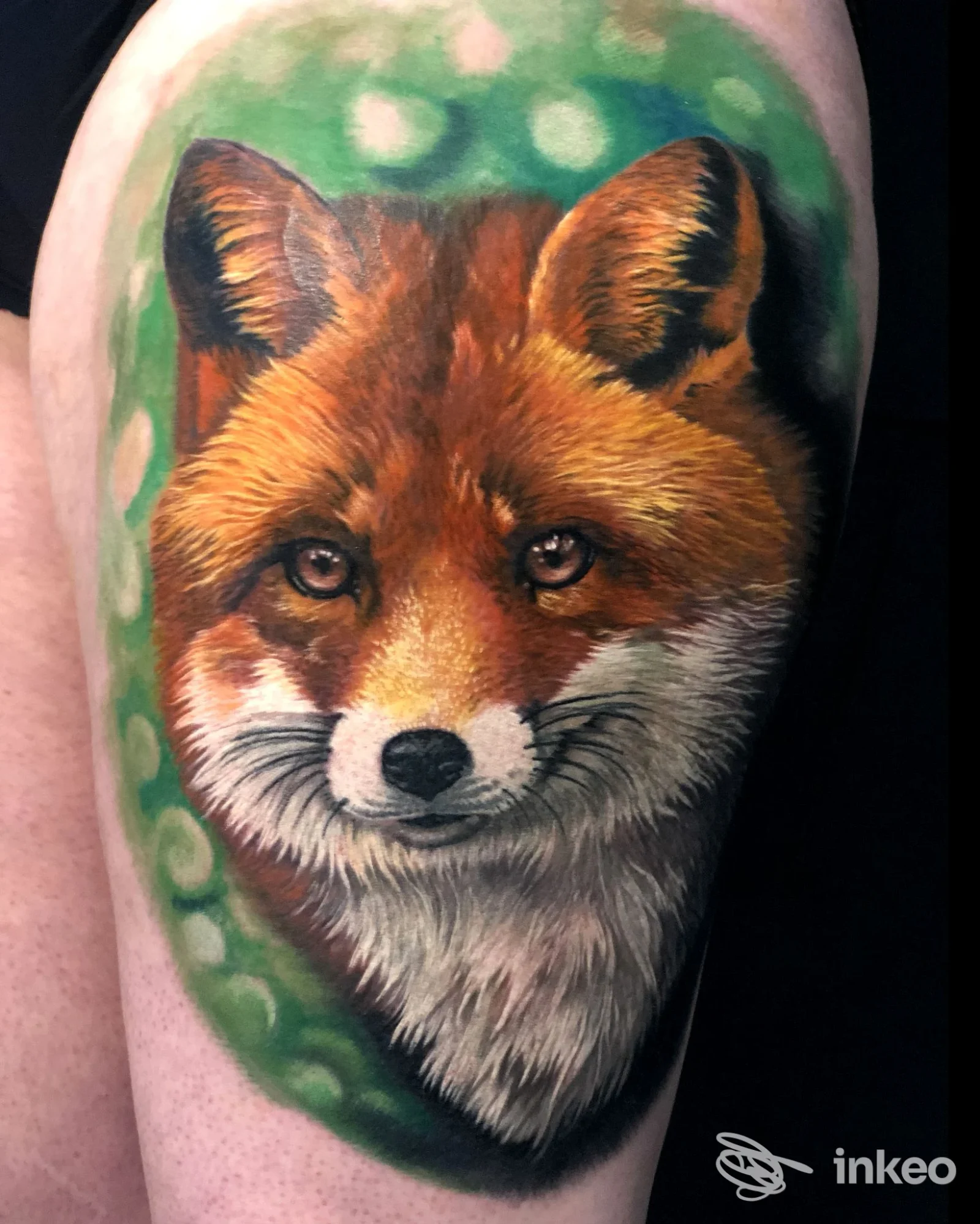 Tatuaggio realistico della testa di una volpe sul braccio, Ink Empire Tattoo & Piercing, Grado.