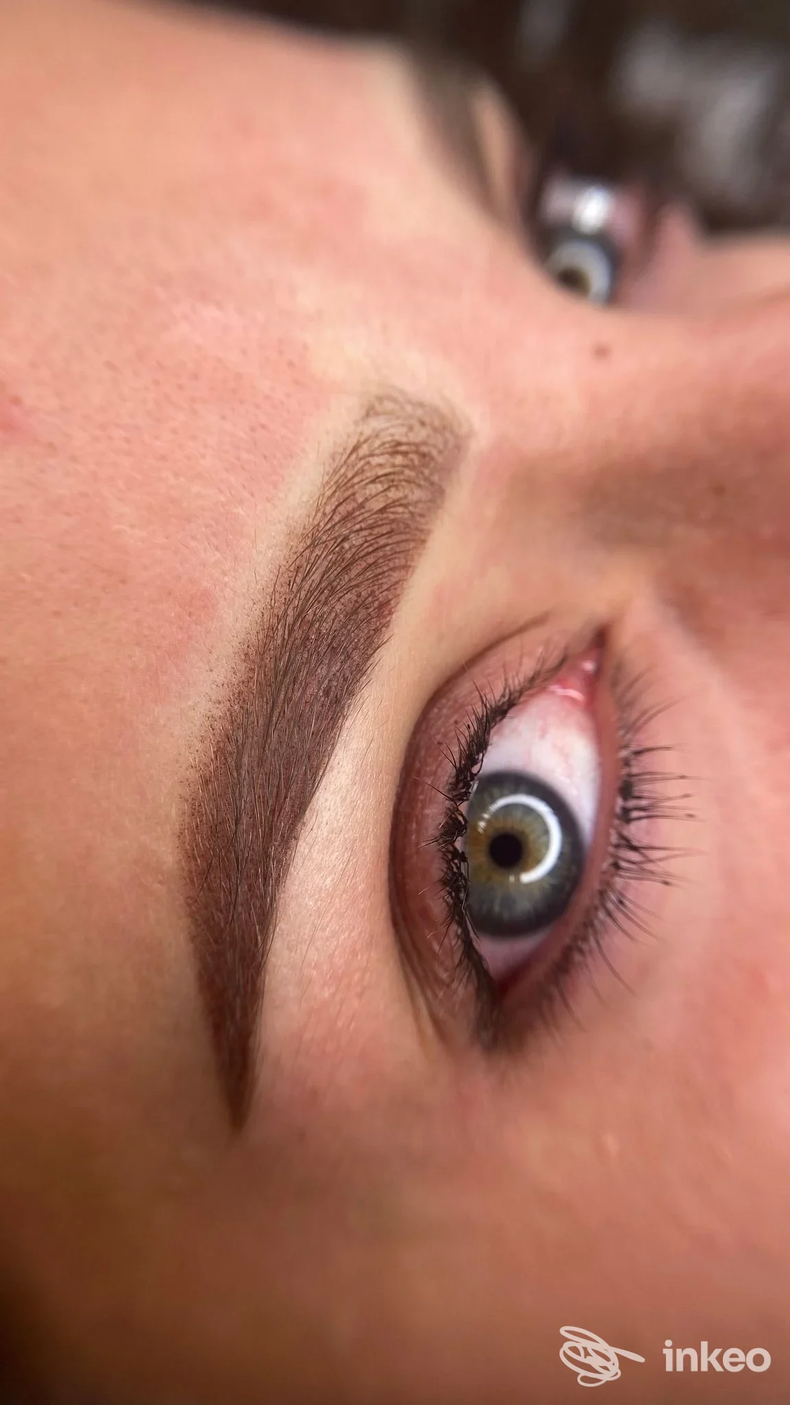 Primo piano di sopracciglio con trucco permanente eseguito presso TRUCCO PERMANENTE & TATTOO di EMANUELA LO SCALZO, Frosinone.