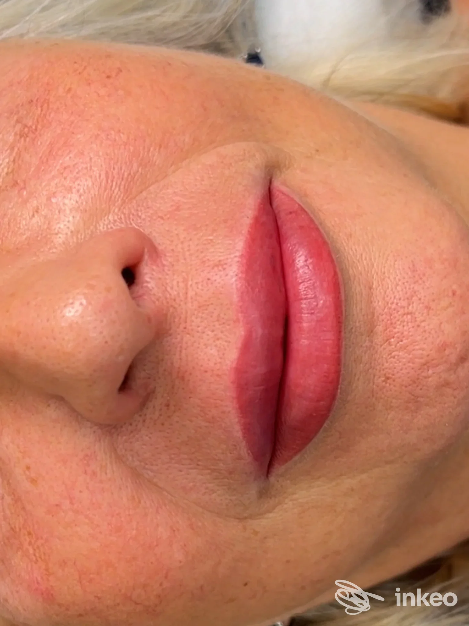 Primo piano delle labbra con trucco permanente eseguito, fotografia dello studio Trucco Permanente di Marilena Celano a Roma.