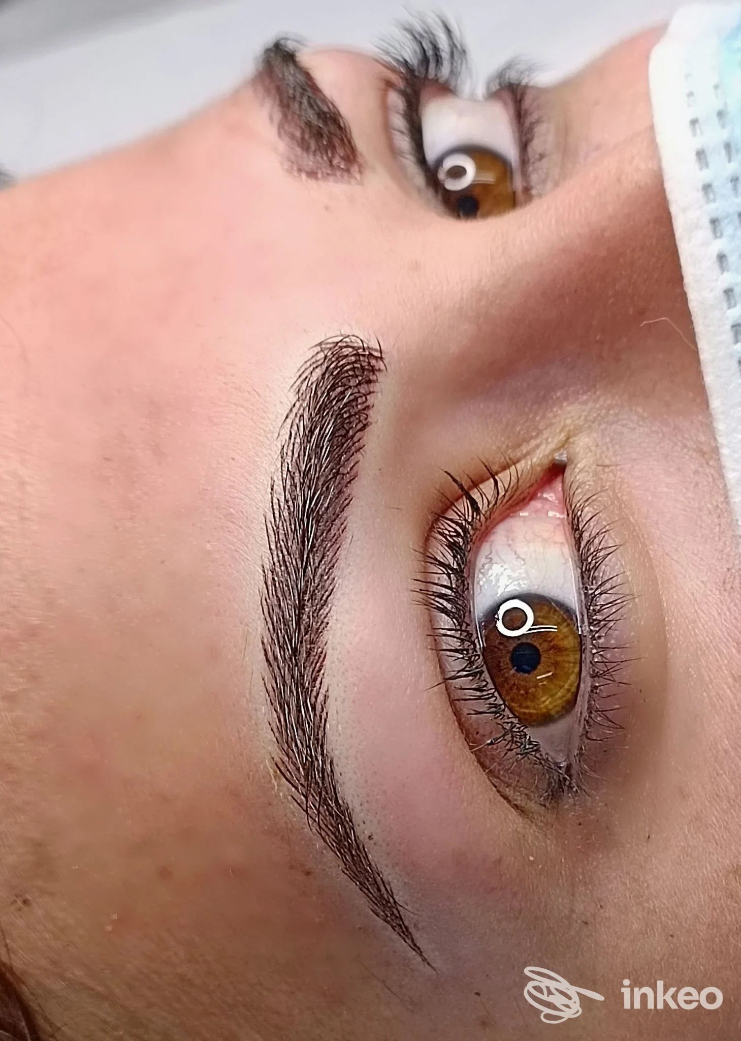 Primo piano di sopracciglia microbladed dopo trattamento, Microblading - Alessia Spina, Roma.
