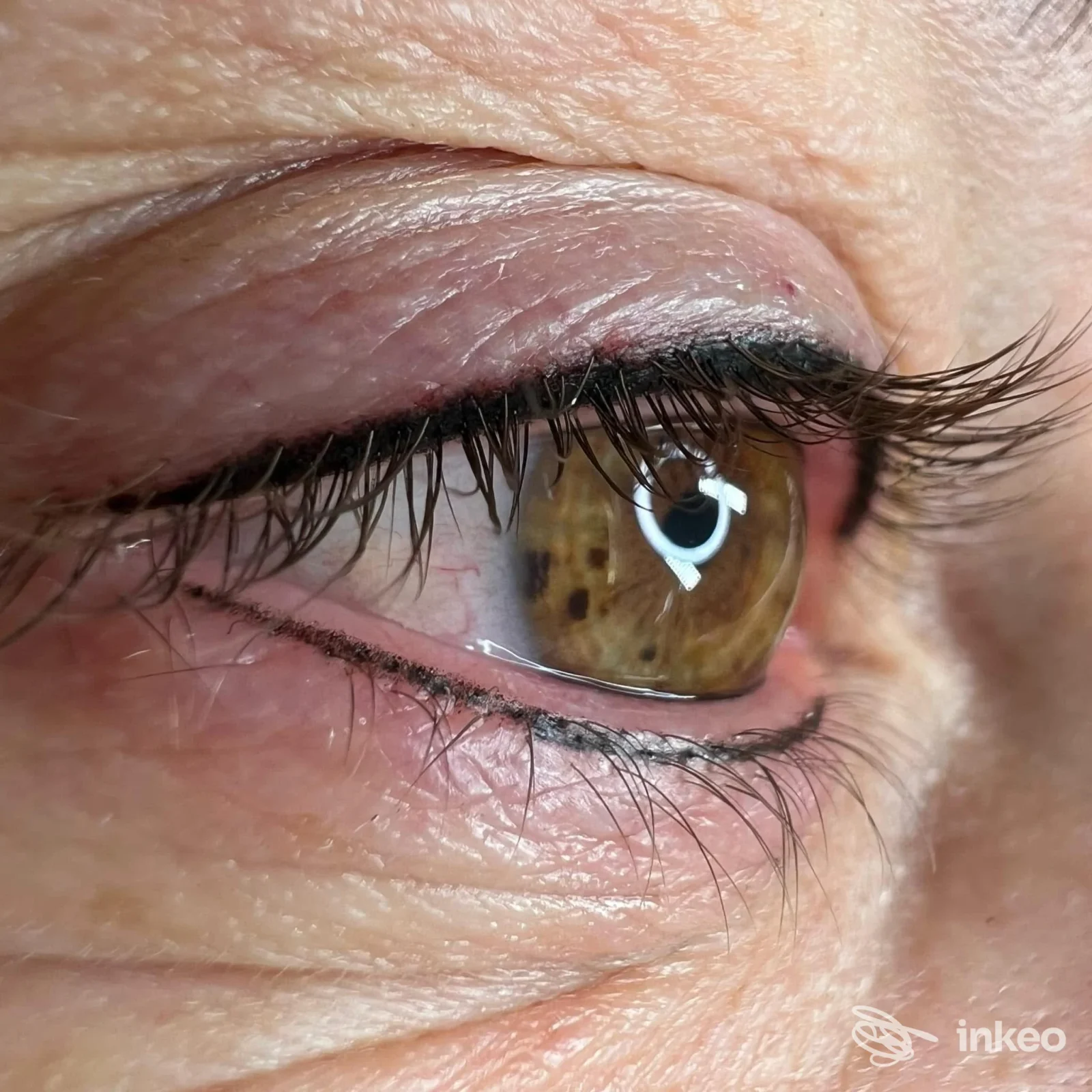 Primo piano di eyeliner dermopigmentato sulla palpebra superiore e inferiore, foto per Elisa Canella Permanent Make-up Studio, Biella.