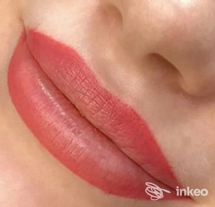 Primo piano di labbra con trucco semipermanente realizzato da Pam Speranza trucco semipermanente, Torino: pigmentazione rosata e contorno definito.