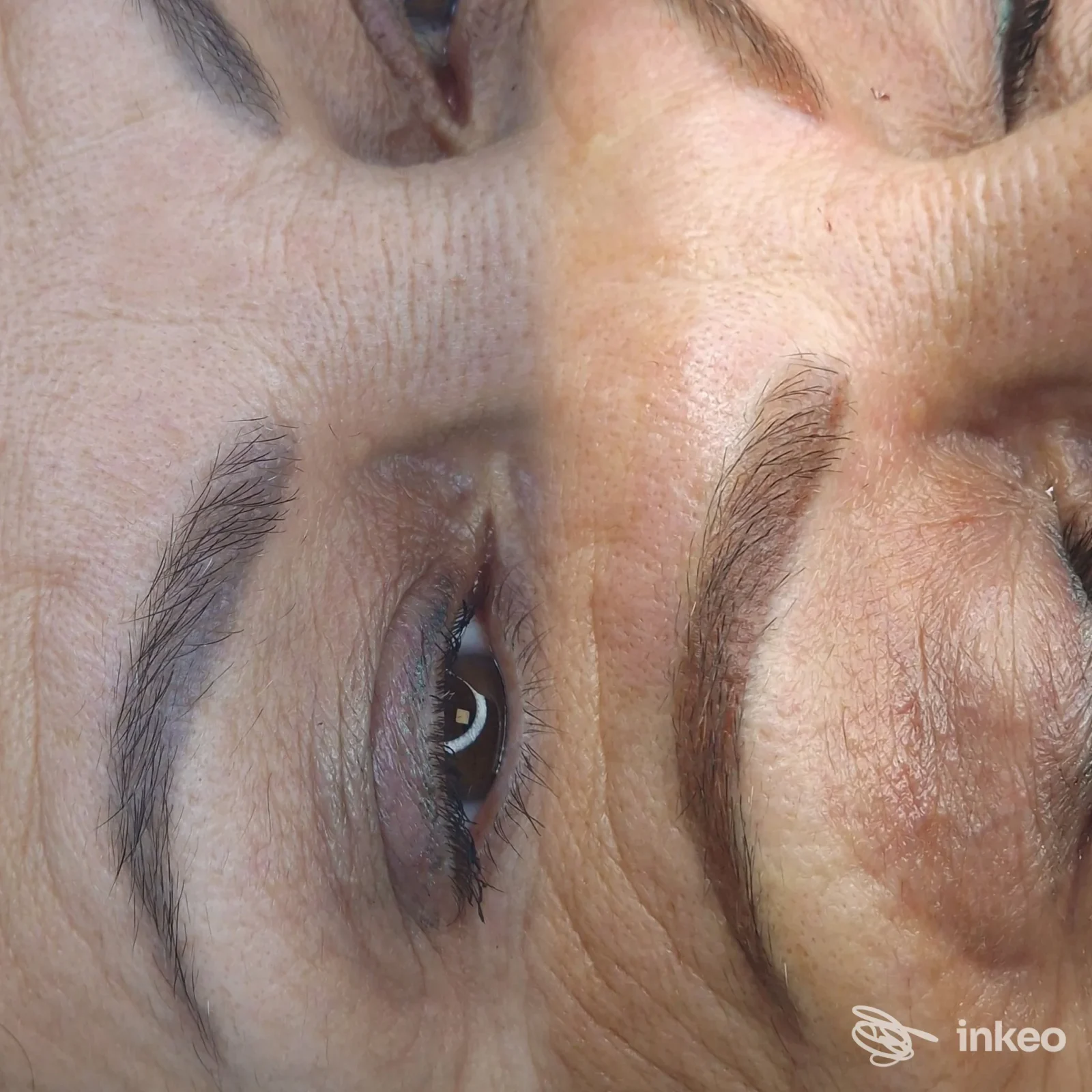 Primo piano prima/dopo sopracciglia con dermopigmentazione, Anda Veronica Marin - Permanent Makeup, Firenze.