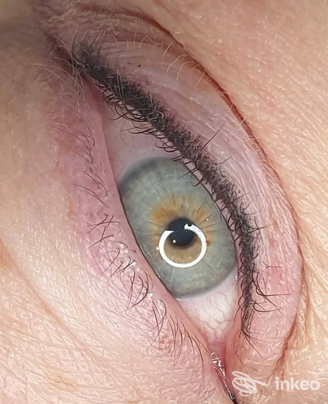 Primo piano di eyeliner tatuato (trucco permanente) realizzato da SKIN, Studio di Trucco Permanente, Schio