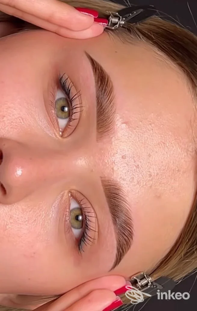 Primo piano di sopracciglia con trucco permanente eseguito da Giulia Donato - PMU Trucco Permanente, Genova