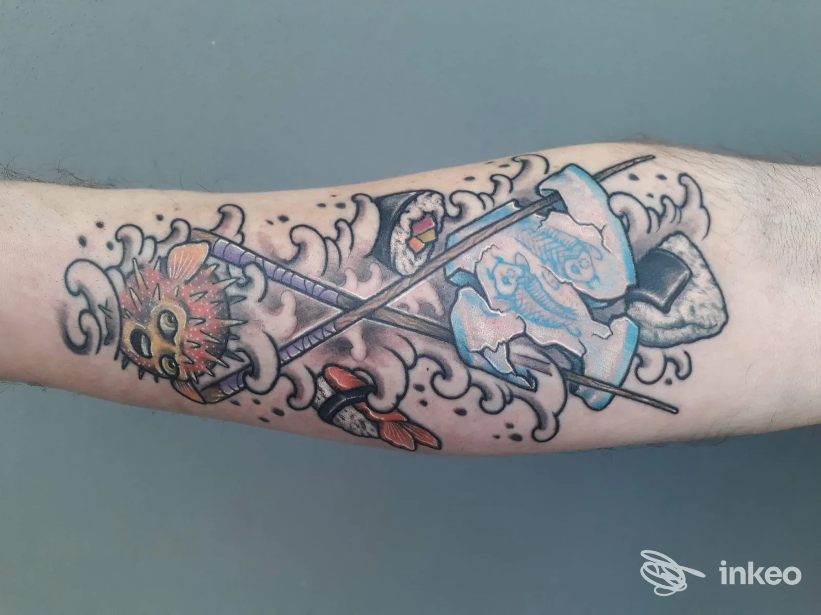 Tatuaggio colorato sull'avambraccio realizzato da Eterna Traccia Tattoo & Piercing, Settimo Torinese.