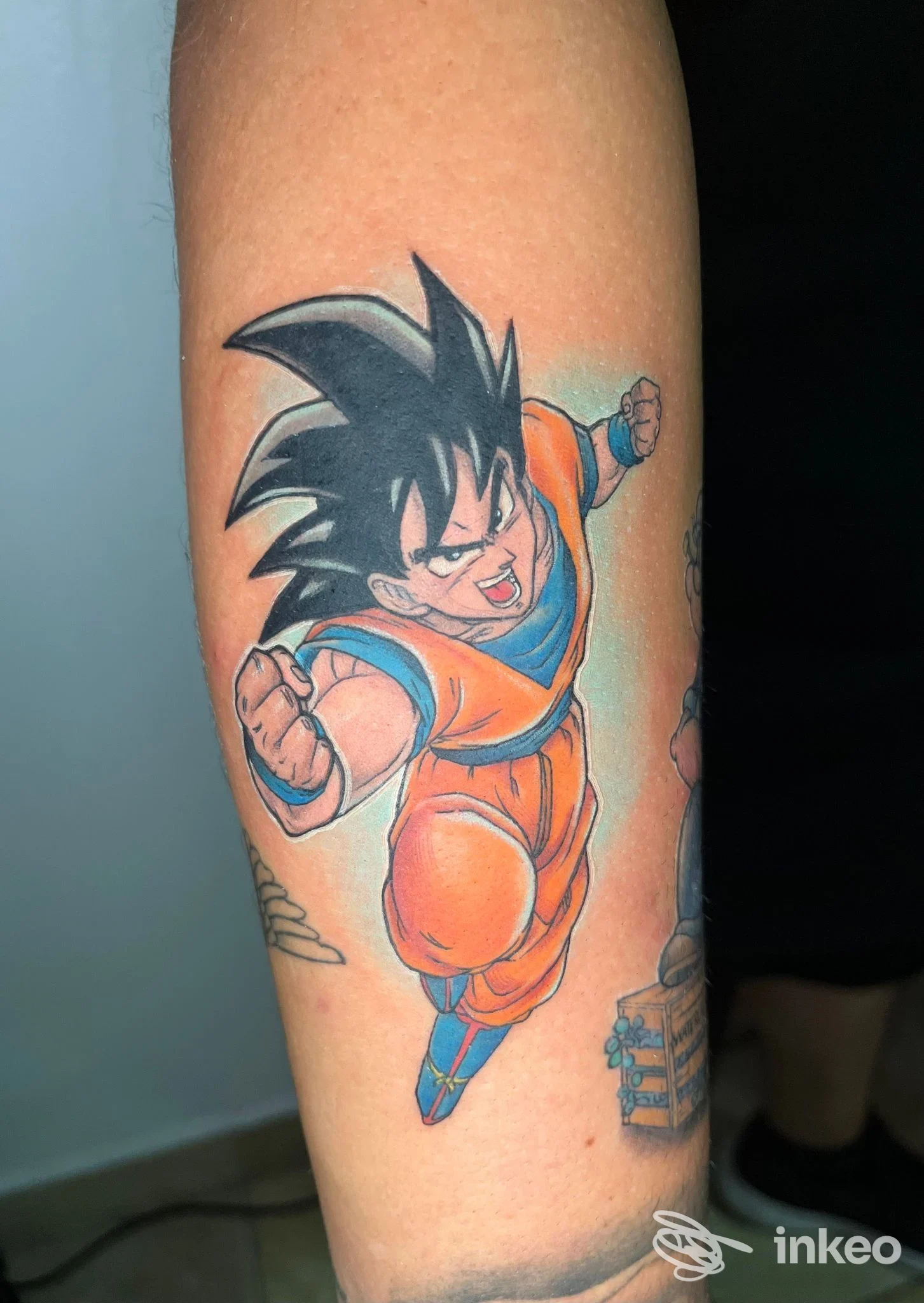 Tatuaggio colorato a tema anime sull'avambraccio, eseguito da Old Tattoo Ink - Tattoo & Piercing Studio a Villasor.