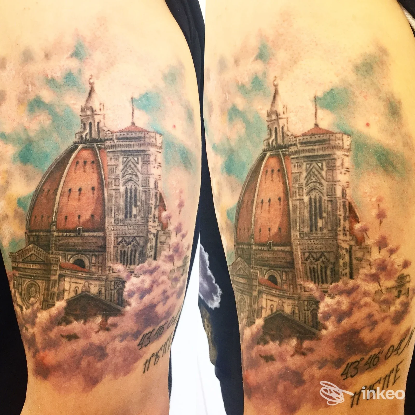 Tatuaggio realistico della cupola su braccio superiore, lavoro di Gea Tattoo a Sesto Fiorentino.