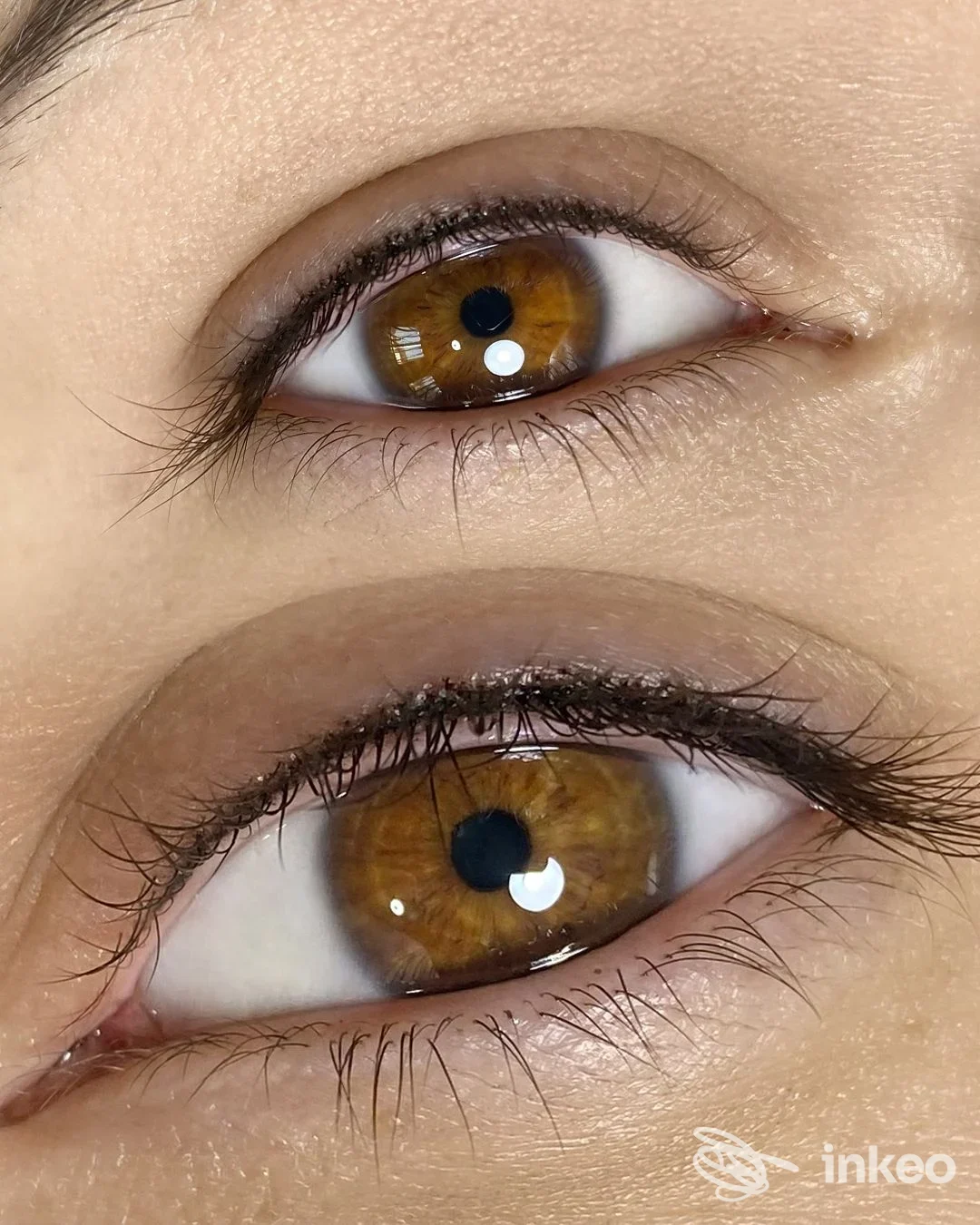 Primo piano di due occhi con eyeliner permanente realizzato sulle palpebre, ESTETICA DAVANZO — Castelletto sopra Ticino.