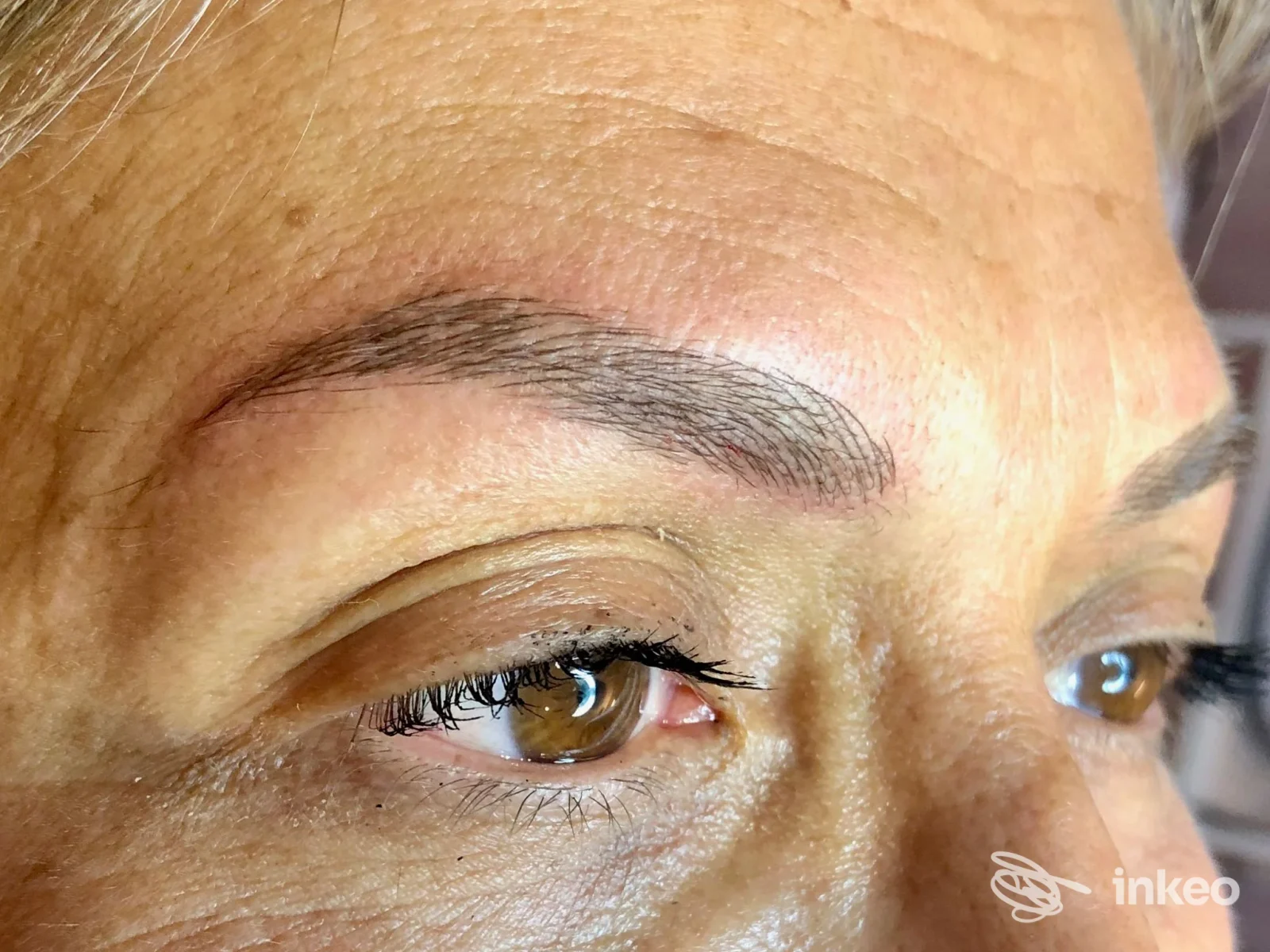 Primo piano di sopracciglia con trucco semi permanente eseguito da Trucco Semi Permanente Kogay Helena, Milano.