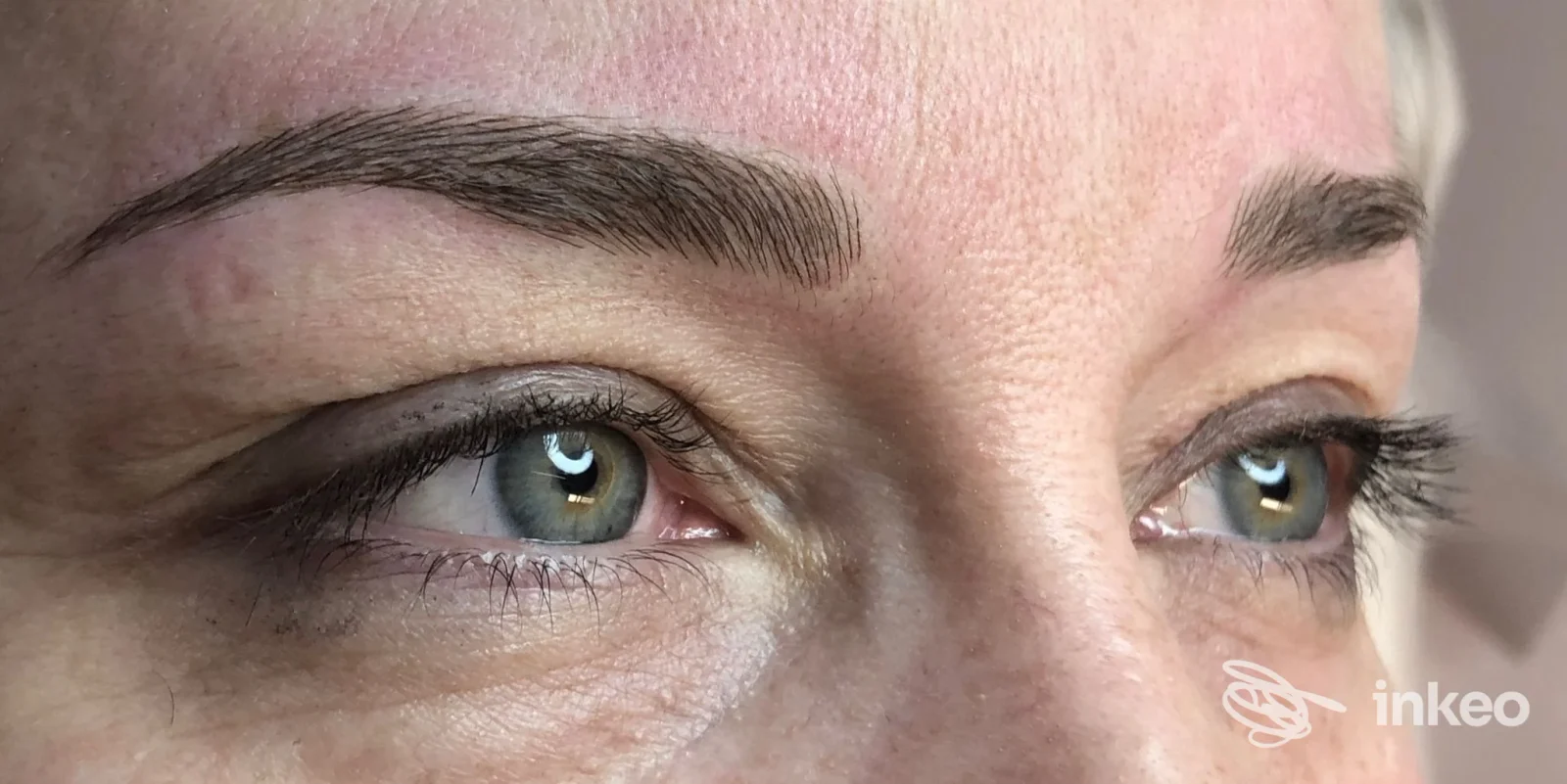 Primo piano di trucco semipermanente alle sopracciglia eseguito da Trucco Semi Permanente Kogay Helena, Milano.