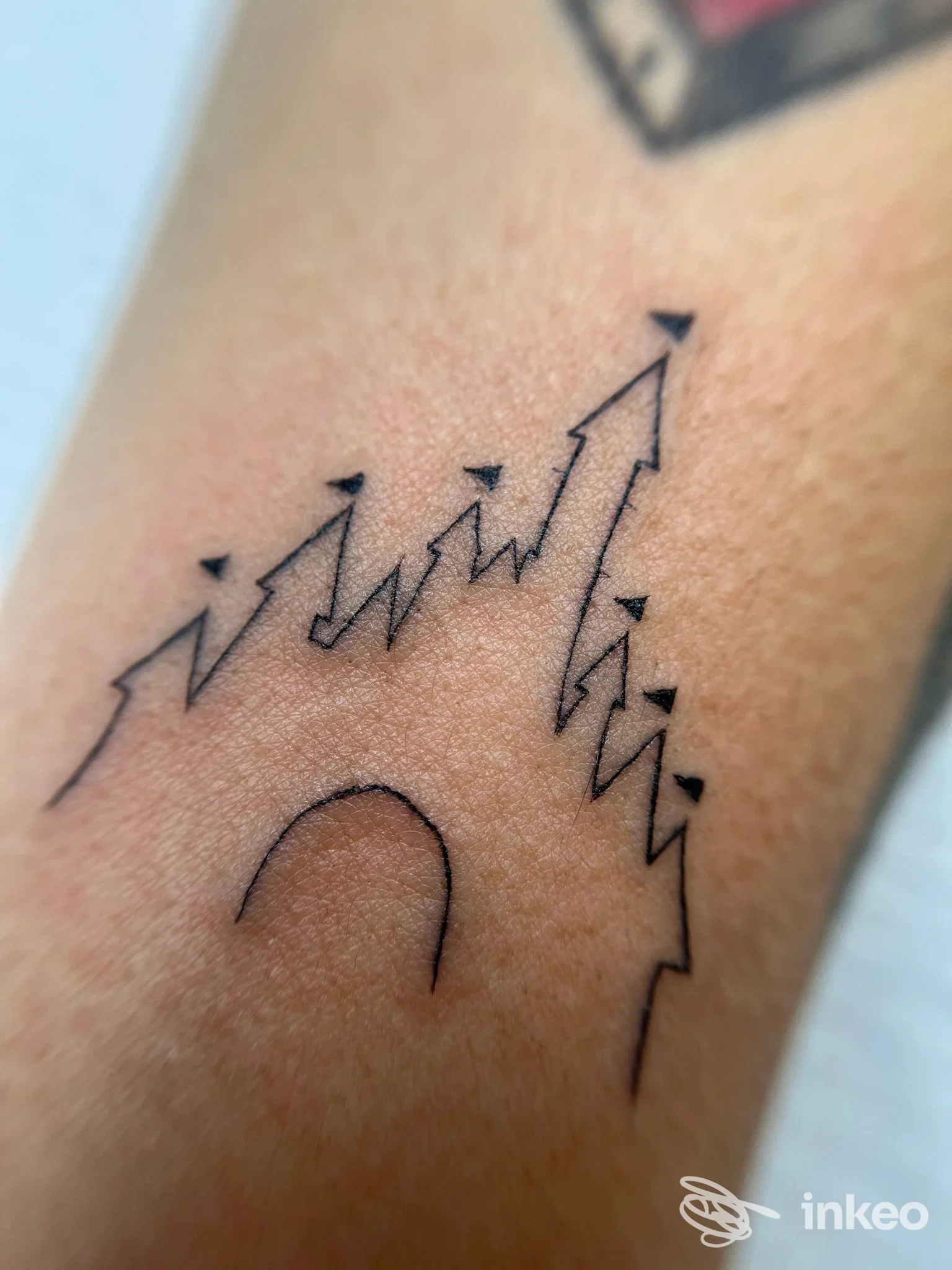 Tatuaggio lineare nero sull'avambraccio, foto della realizzazione eseguita da Beauty & Tattoo di Stella Giada Mele a Barletta.