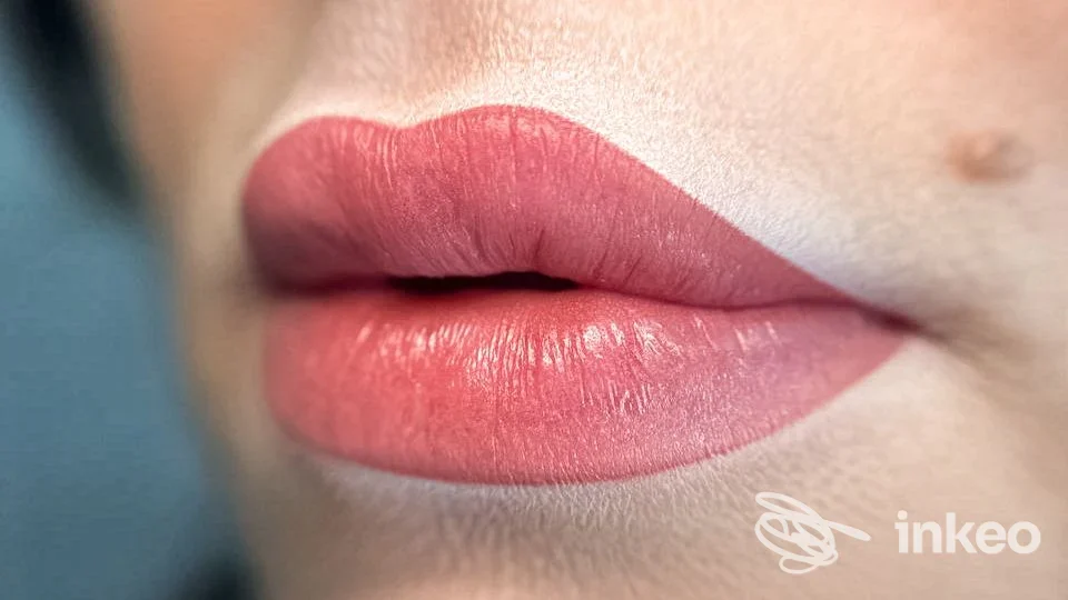 Primo piano di labbra con dermopigmentazione permanente (lip blush) realizzata da Karen Lash and Brow Studio, Piazza Armerina.