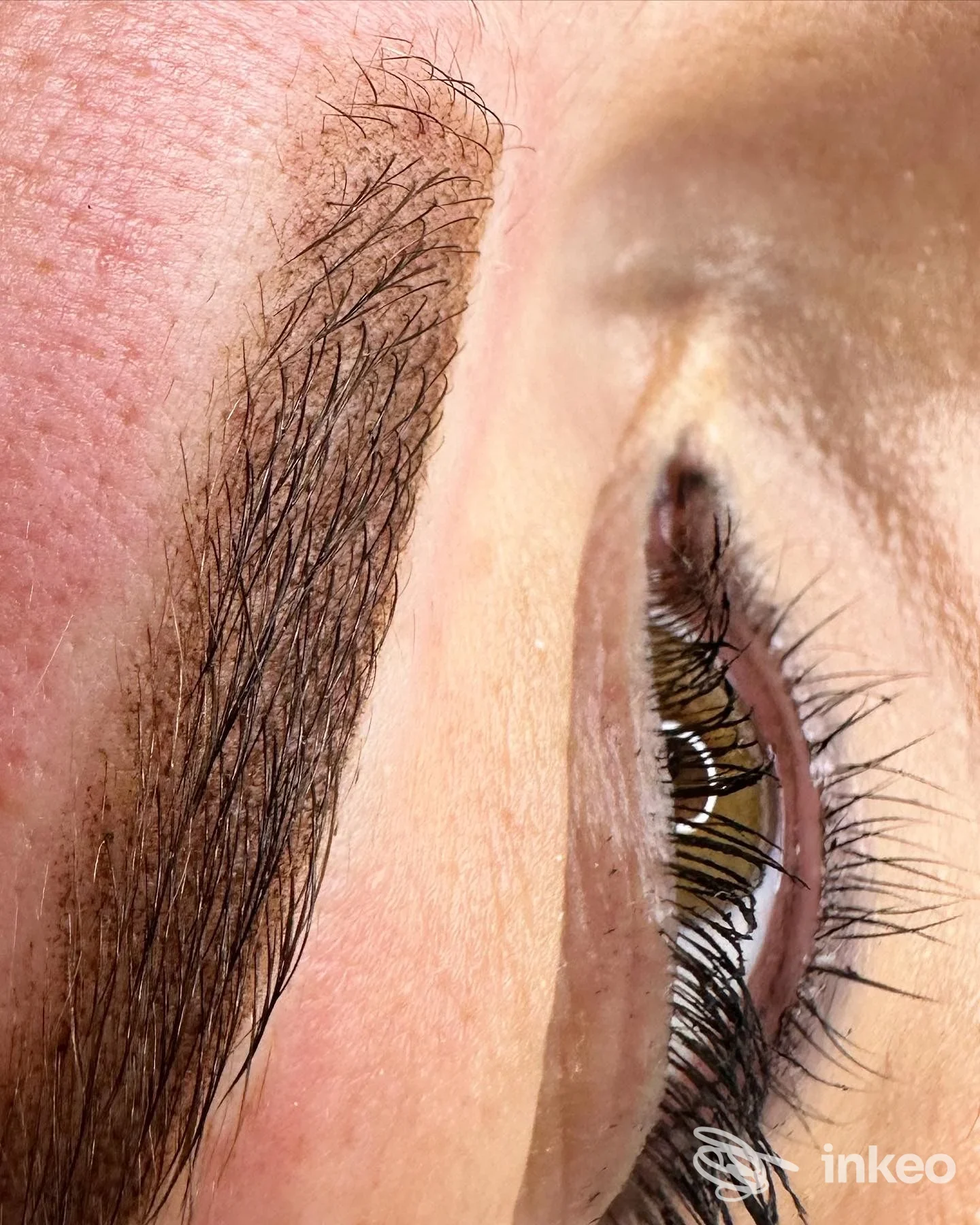 Dettaglio di sopracciglio e linea eyeliner pigmentati, immagine inviata dallo studio GF Beauty Luxury a Oristano.