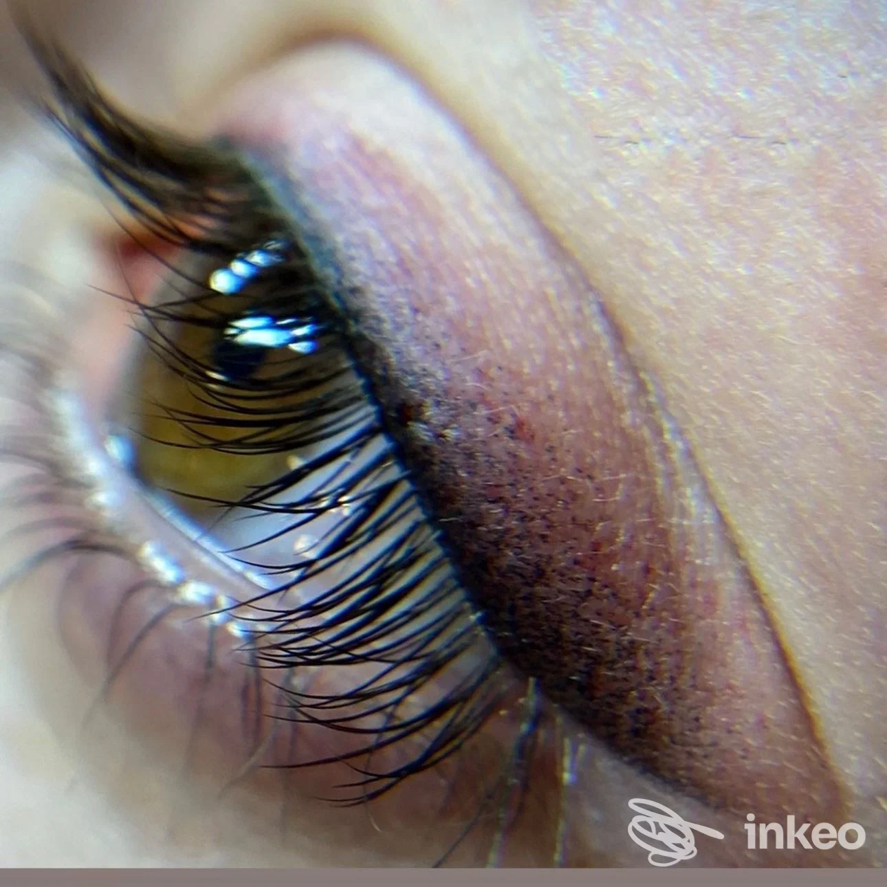 Primo piano di eyeliner permanente realizzato sulla palpebra superiore, foto inviata dallo studio Livia Cosignani Beauty & Tattoo, Bolzano.