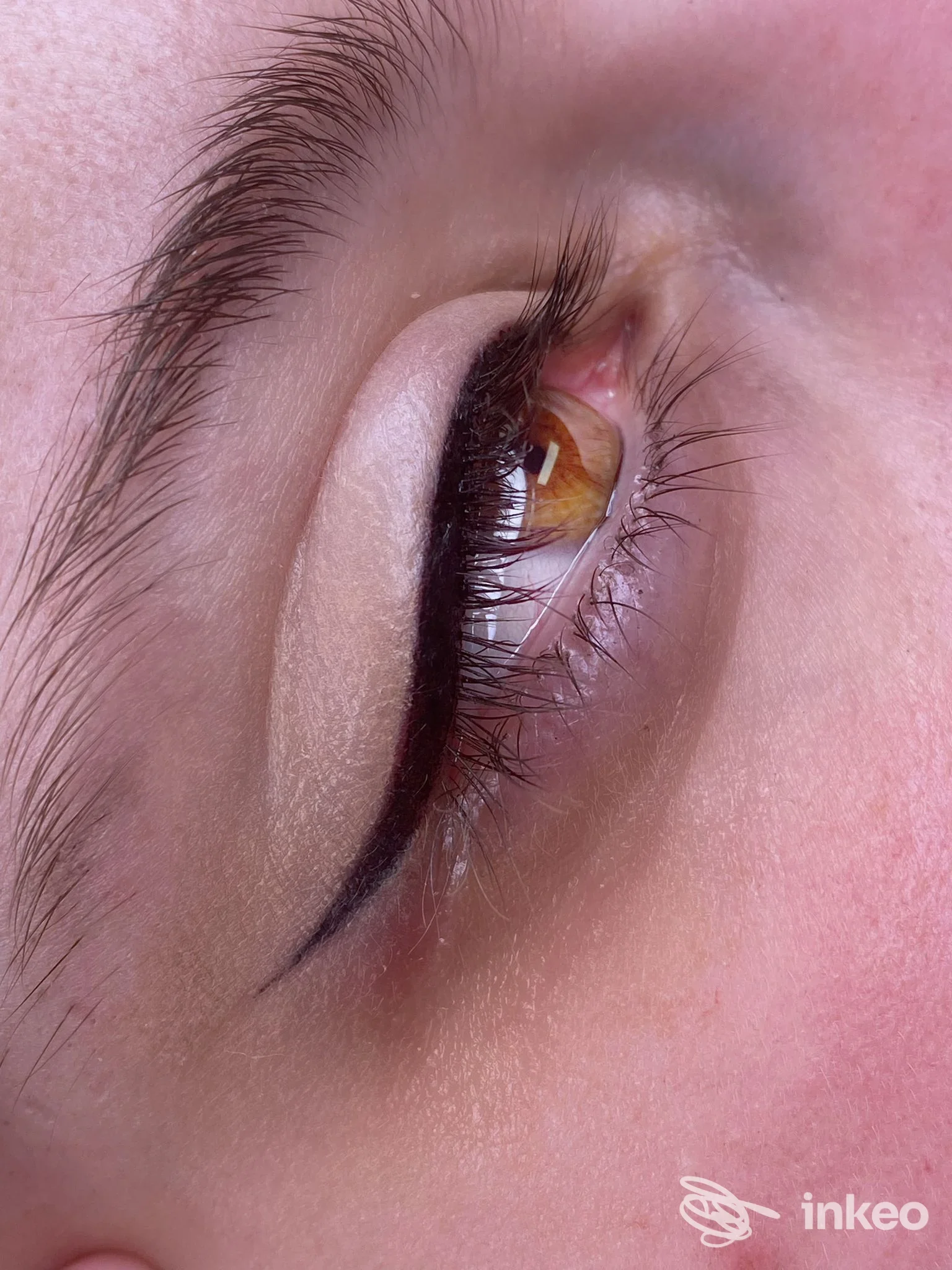 Primo piano di un eyeliner permanente realizzato da Trucco Permanente Michela Pernigo a Pedemonte sulla palpebra superiore.
